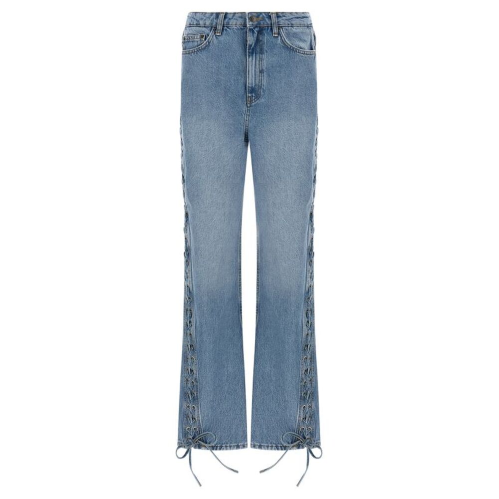 ROTATE BIRGER CHRISTENSEN Blue Cotton Straight-Leg Women's Jeans